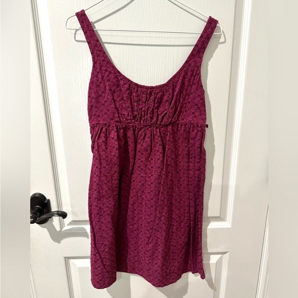 Roxy Purple Floral Lace Eyelet Empire Waist Sleeveless Dress - Picture 1 of 6